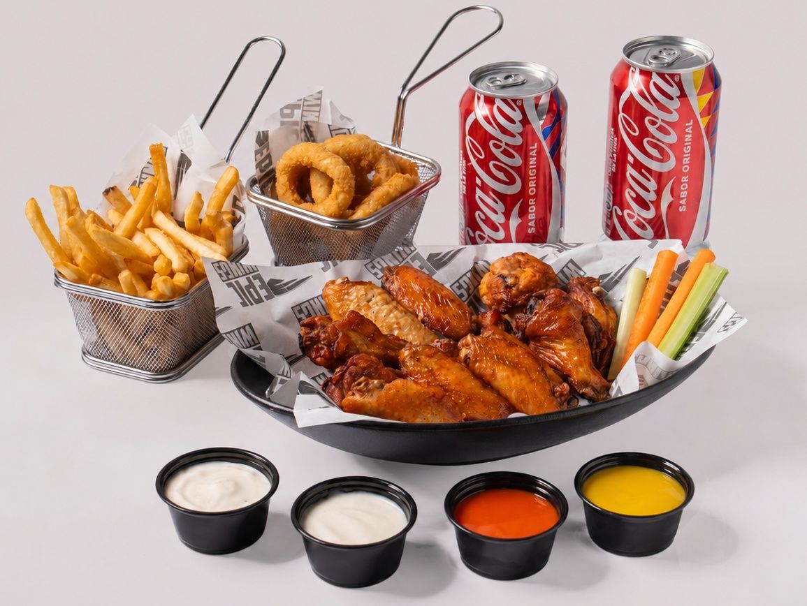 Combo 15 piezas, 2 acompañamiento, 2 bebidas