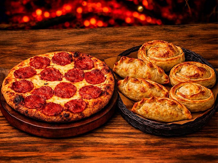 Pizza 4 p + 6 empanadas