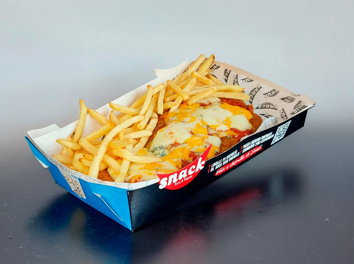 Milanesa cuatro quesos más fritas