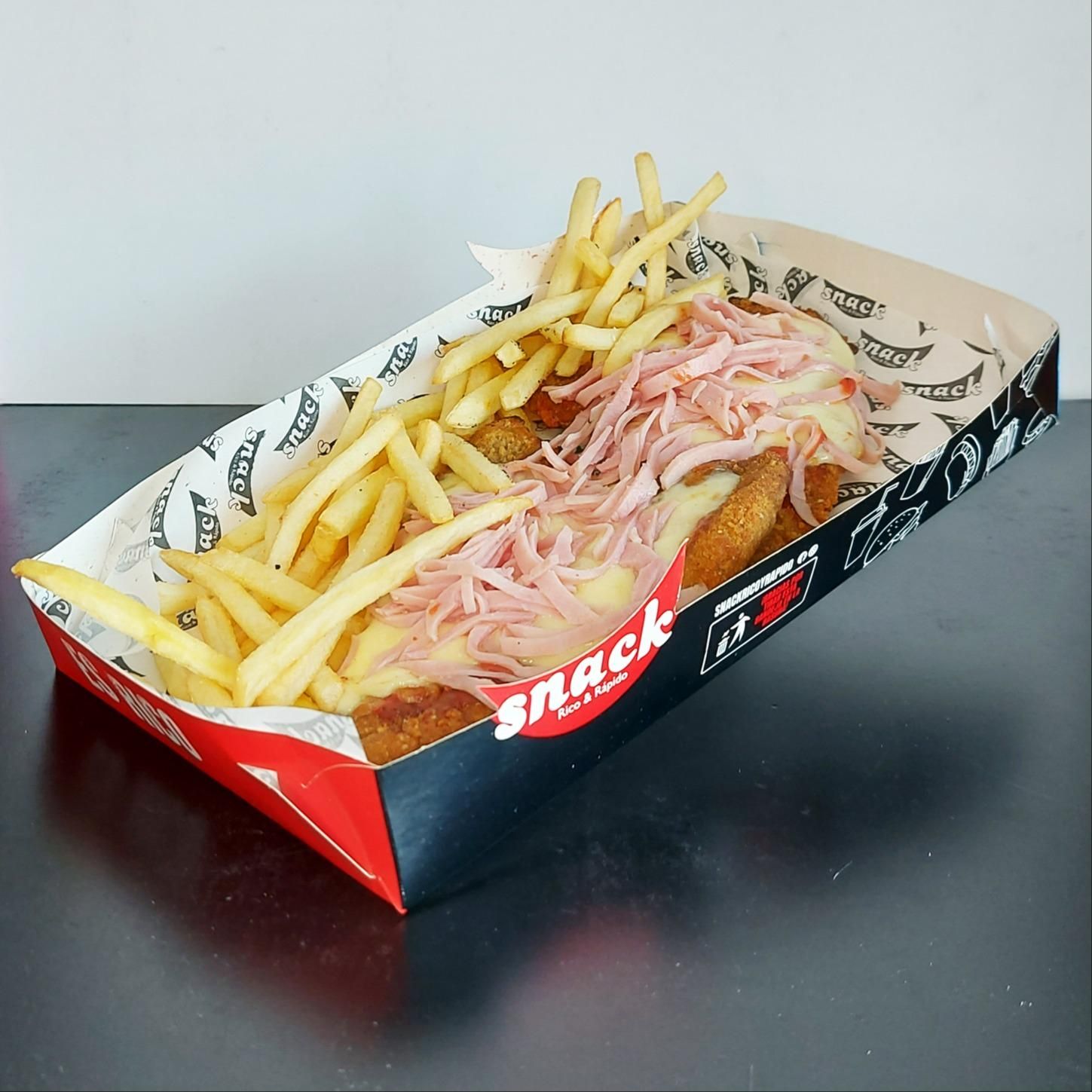 Milanesa esp con jamón +fritas