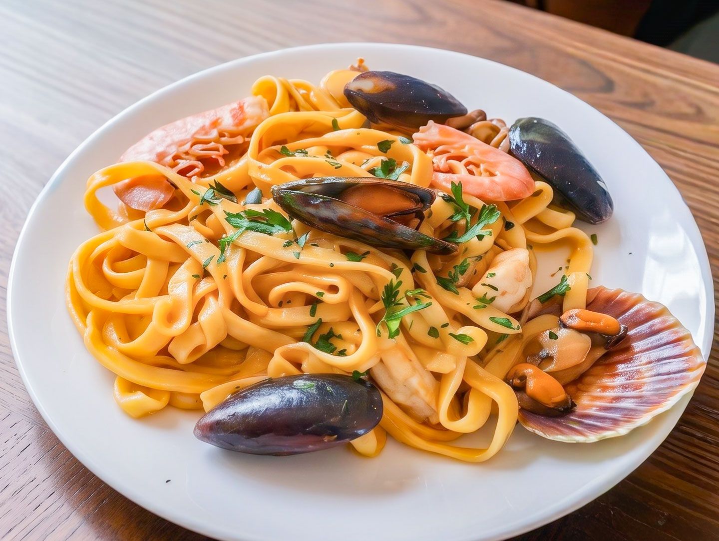 Spaghettis con frutos de mar