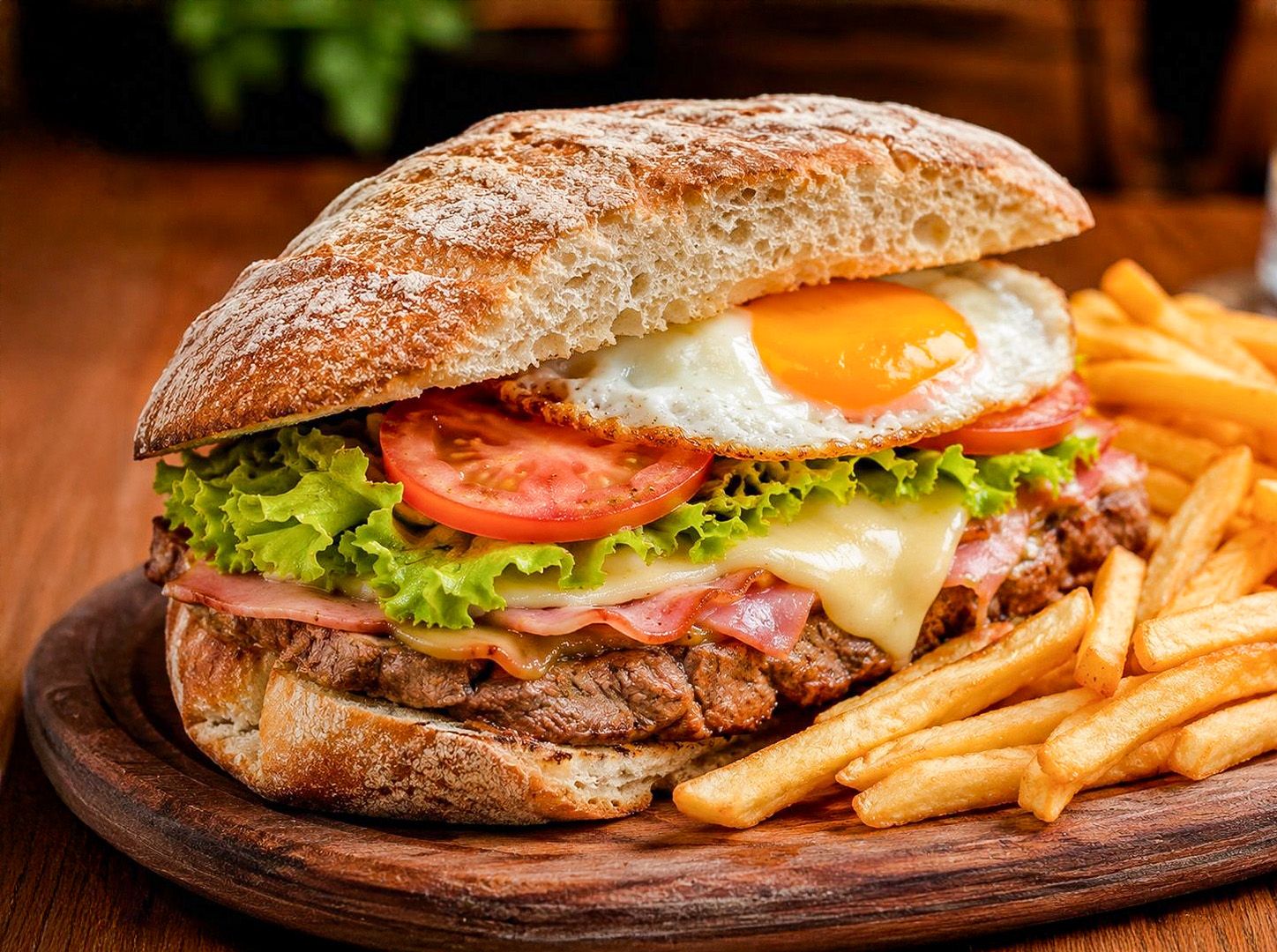 Lomo completo con papas fritas.