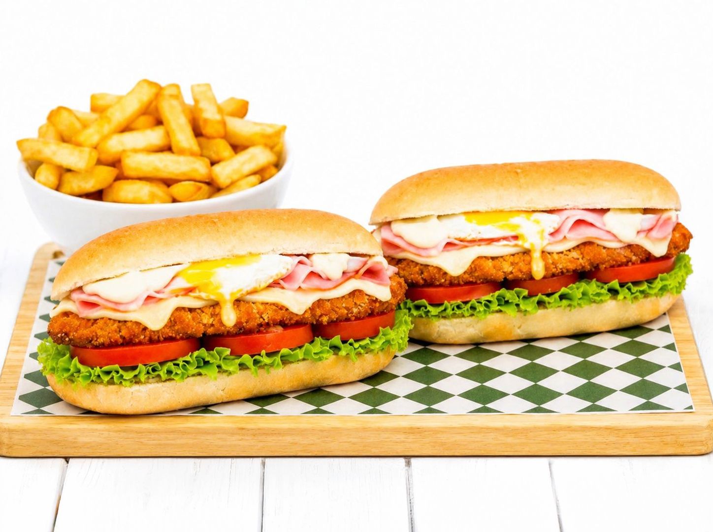 2 × sándwiches de milanesa mas fritas