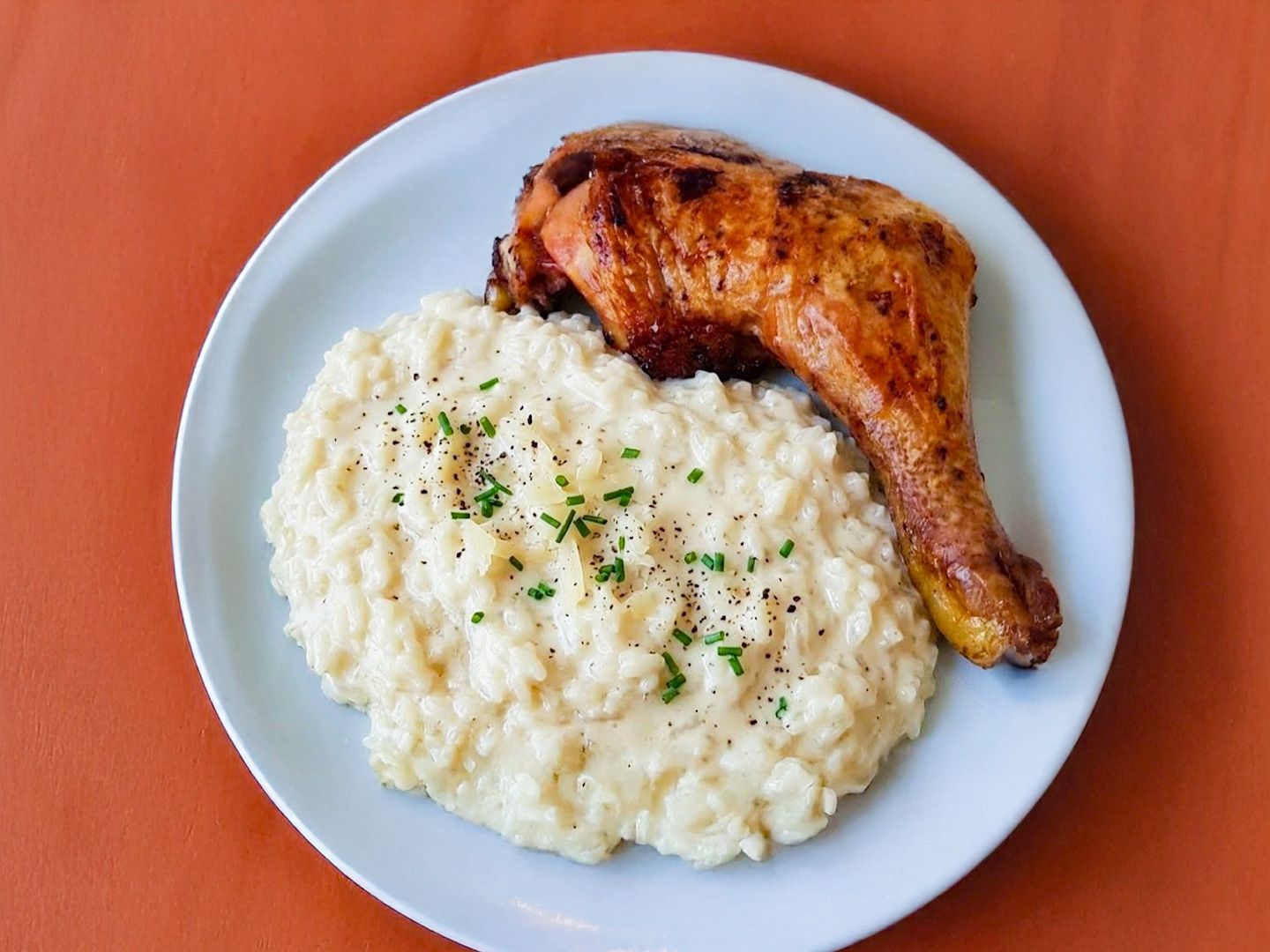 Pollo con arroz blanco c/crema