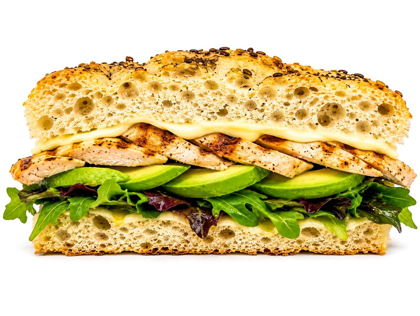 Focaccia chiken avocado