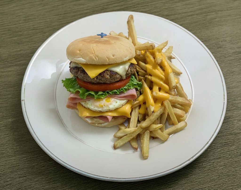 Hamburguesa cheedar + papas
