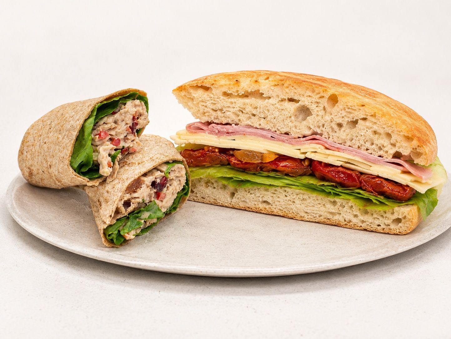 Focaccia de jamón cocido +wrap caesar