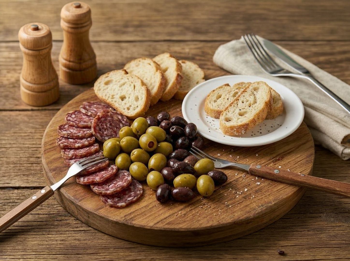 Picada de salame y aceituna