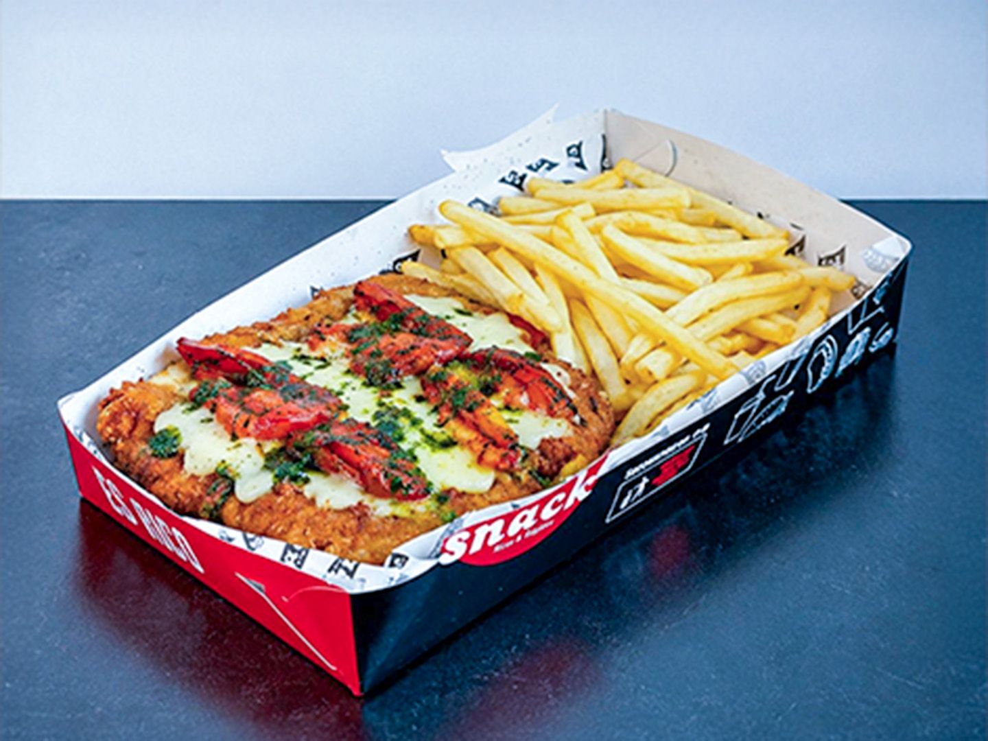 Milanesa margarita más fritas