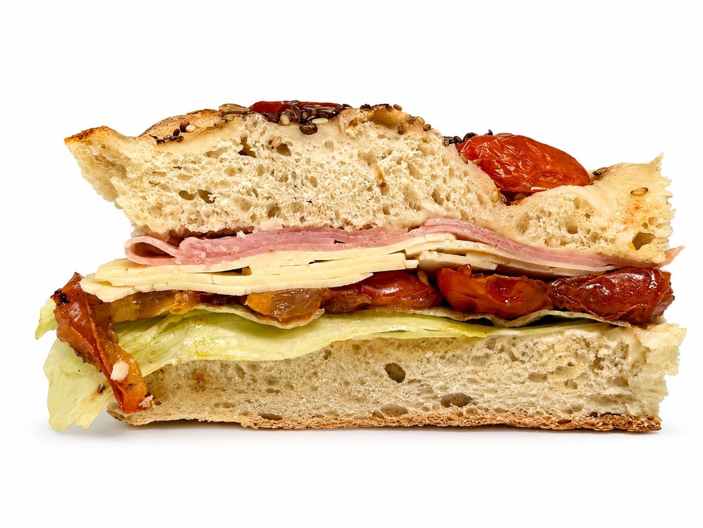 Sándwich focaccia de jamón cocido
