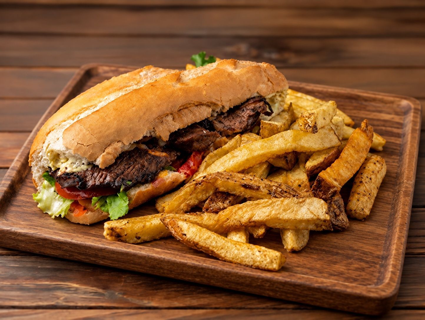 Lomo gigante completo con papas