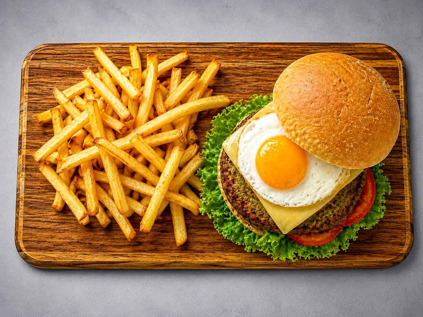 Hamburguesa completa vegetariana.