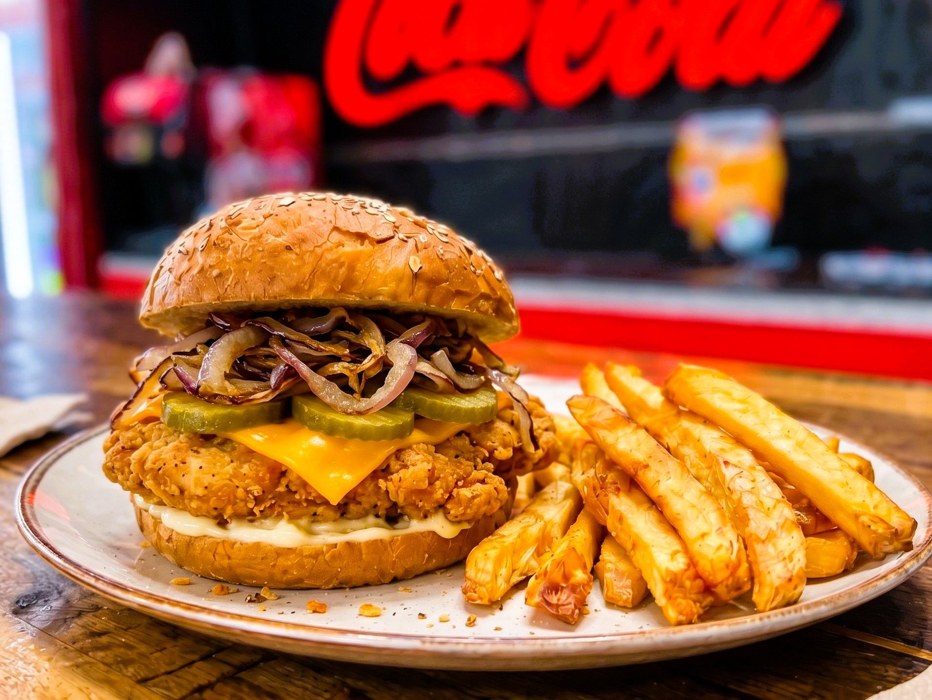 Burger chicken crispy + papas