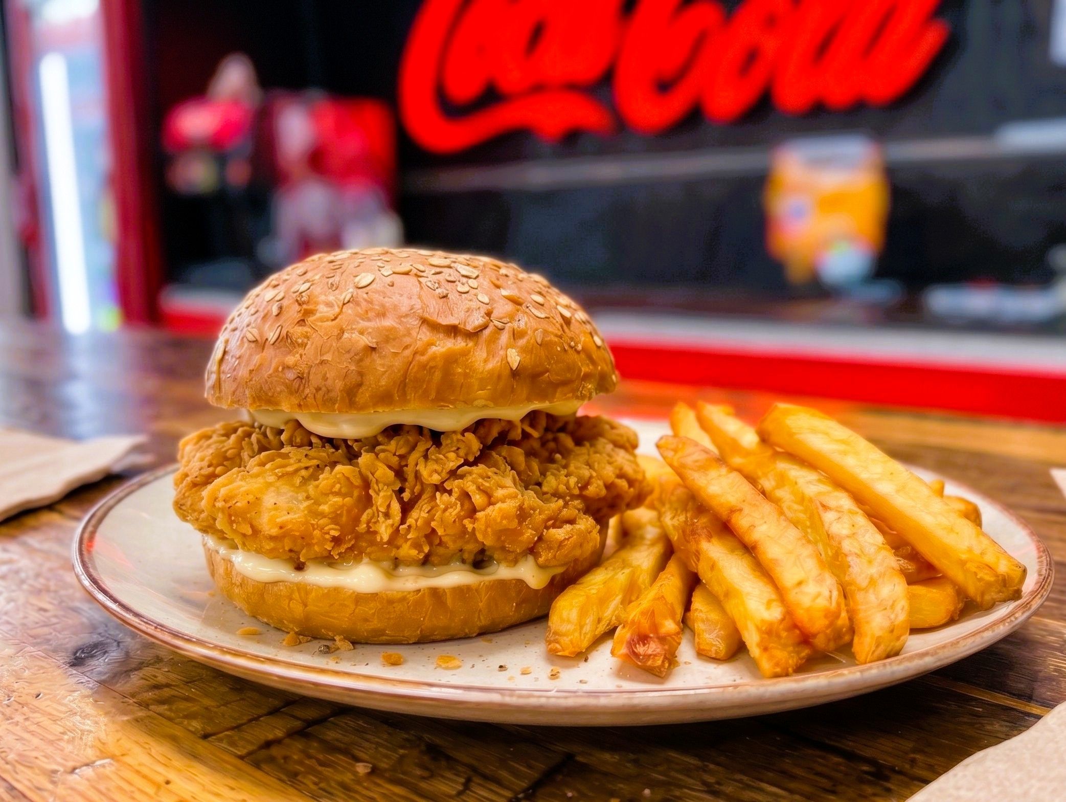 Burger: armá tu chicken a gusto + papas