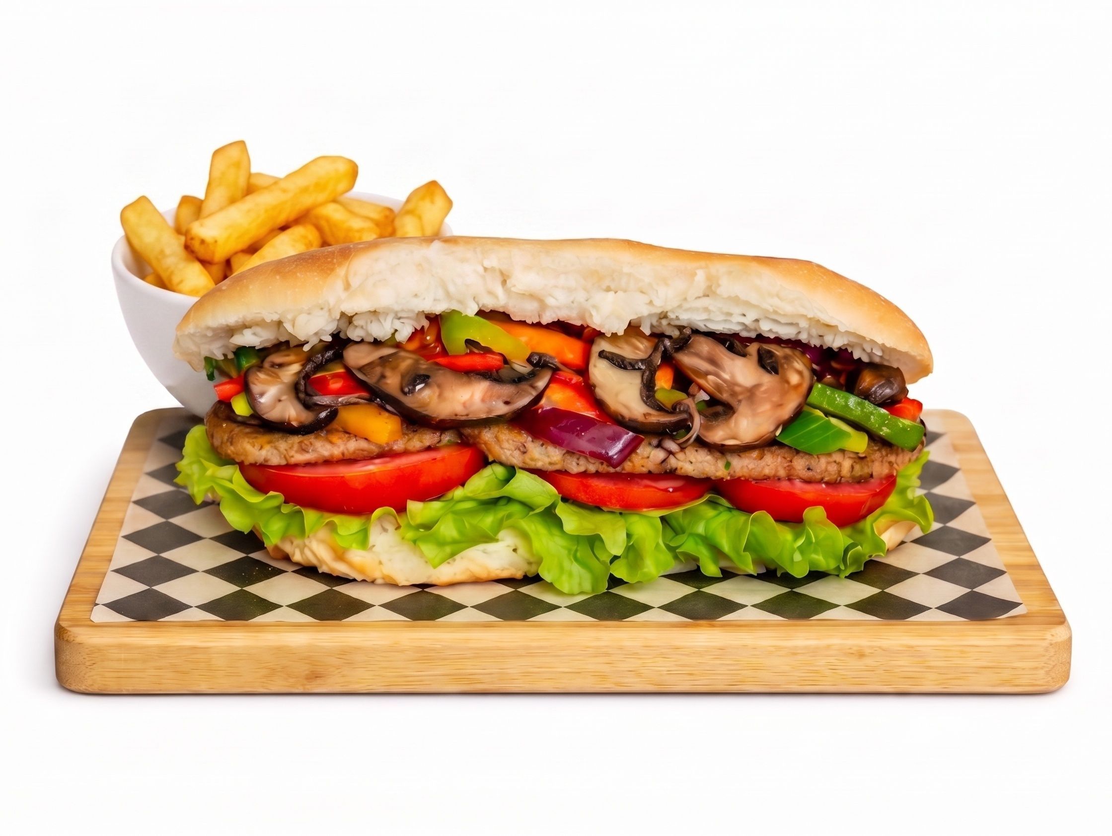Sándwich veggie + papas fritas