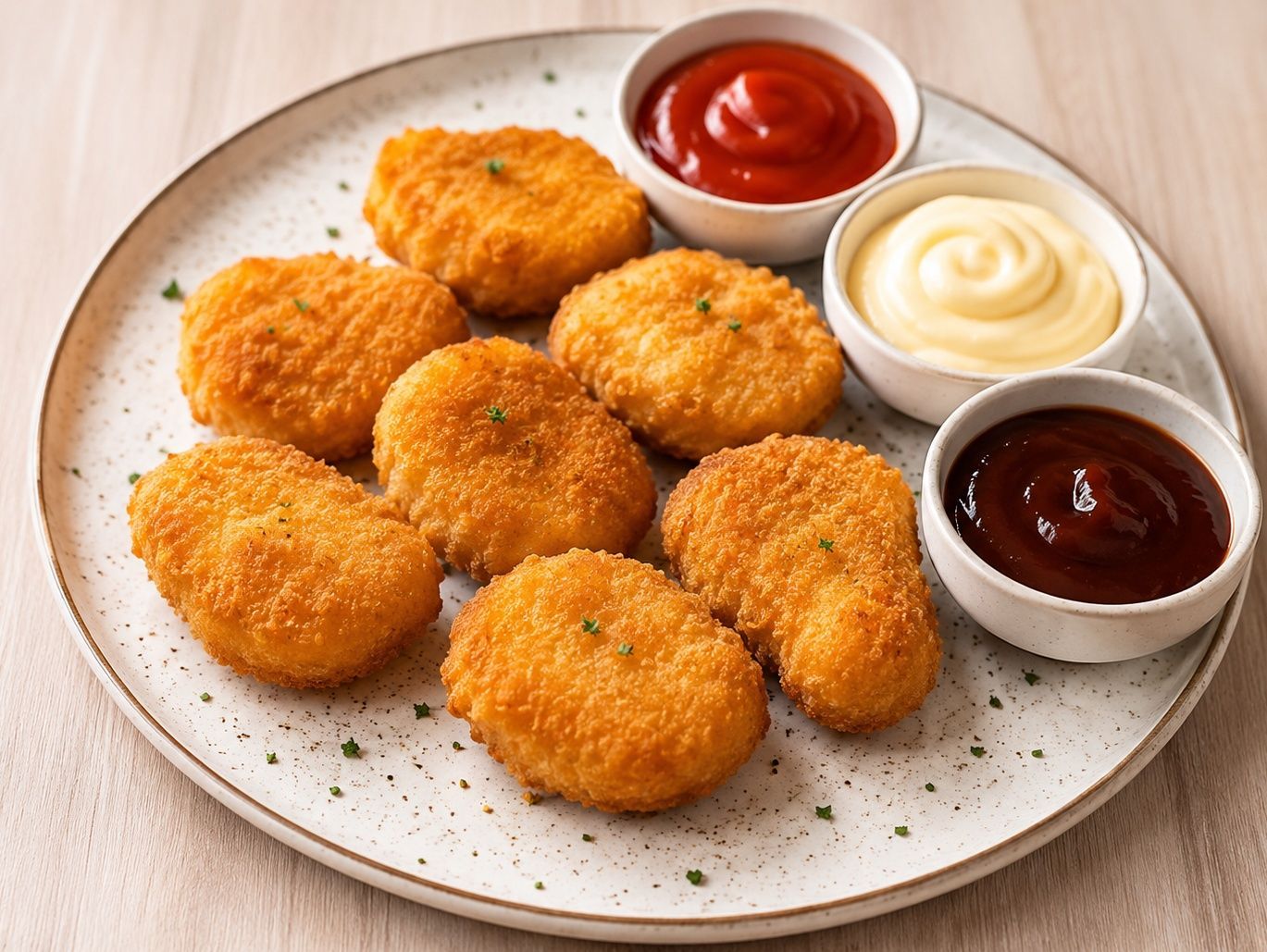 Nuggets de pollo + aderezos.