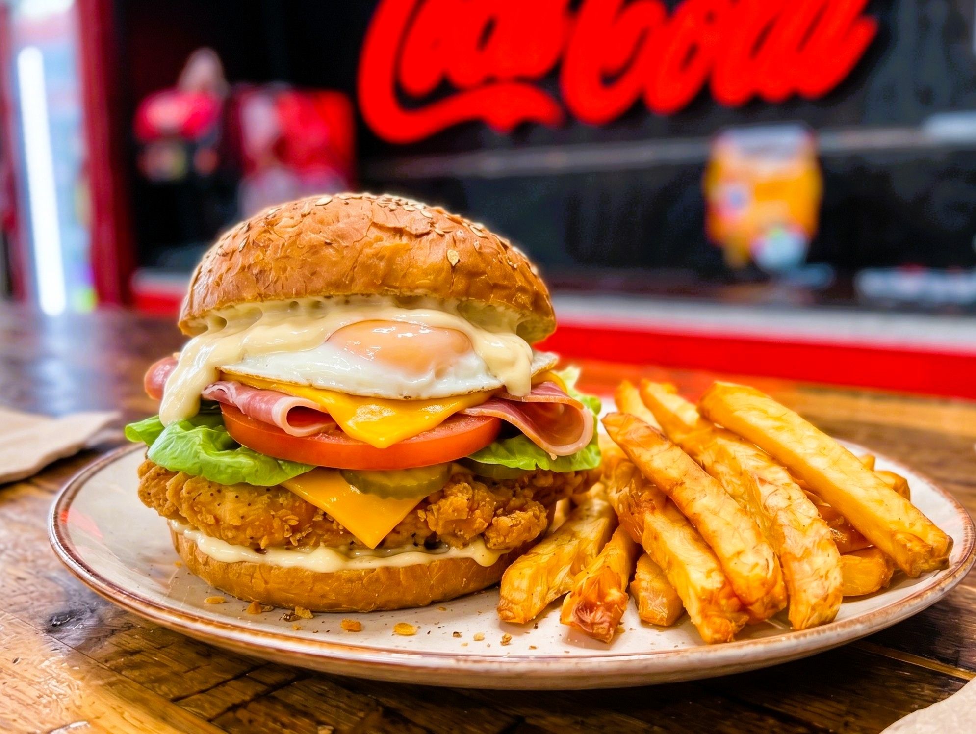 Burger chicken completa + papas