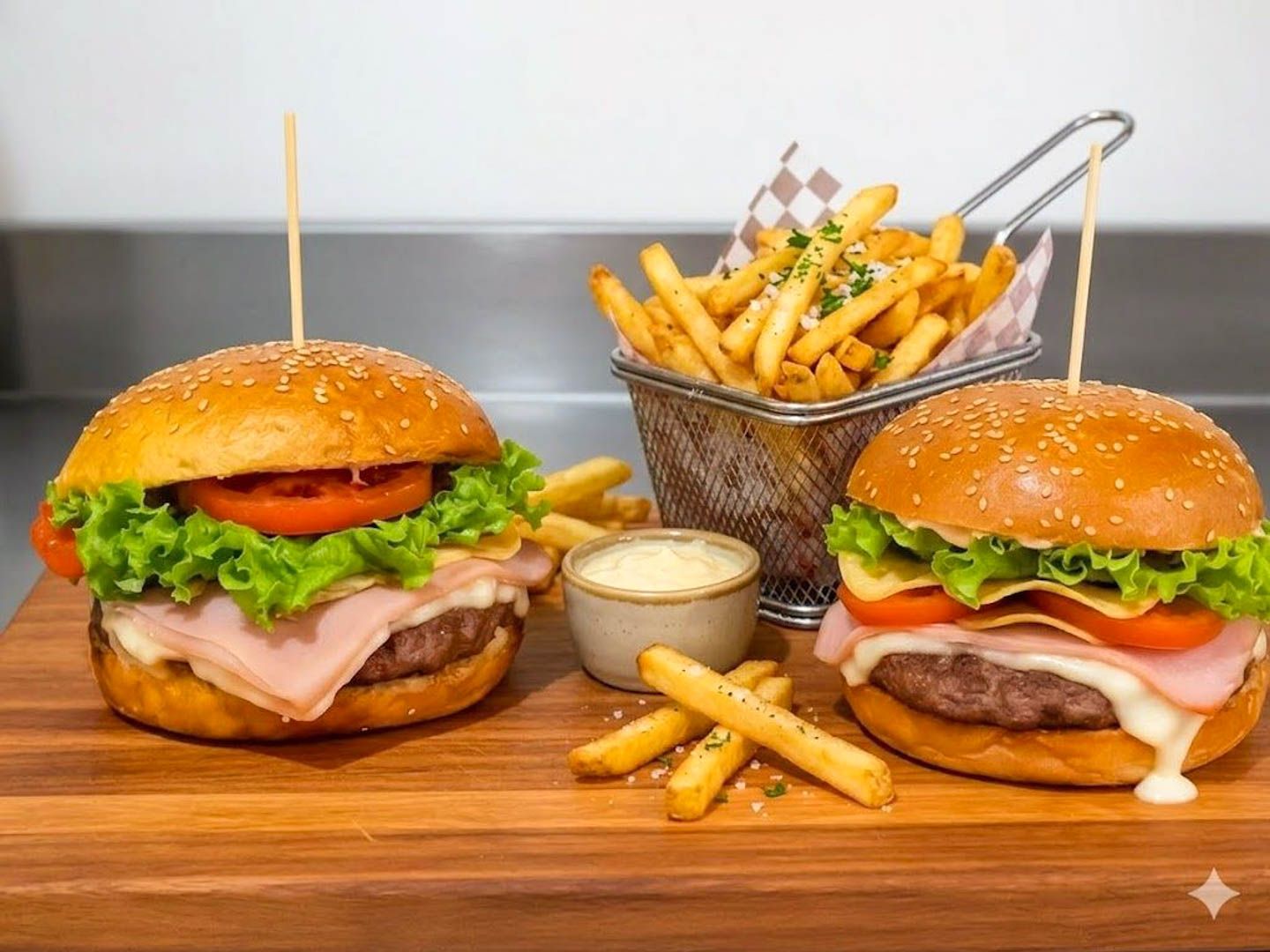 2x hamburguesas completas+papas