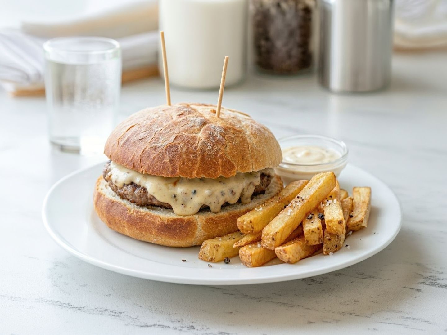 Hamburguesa simple + papas