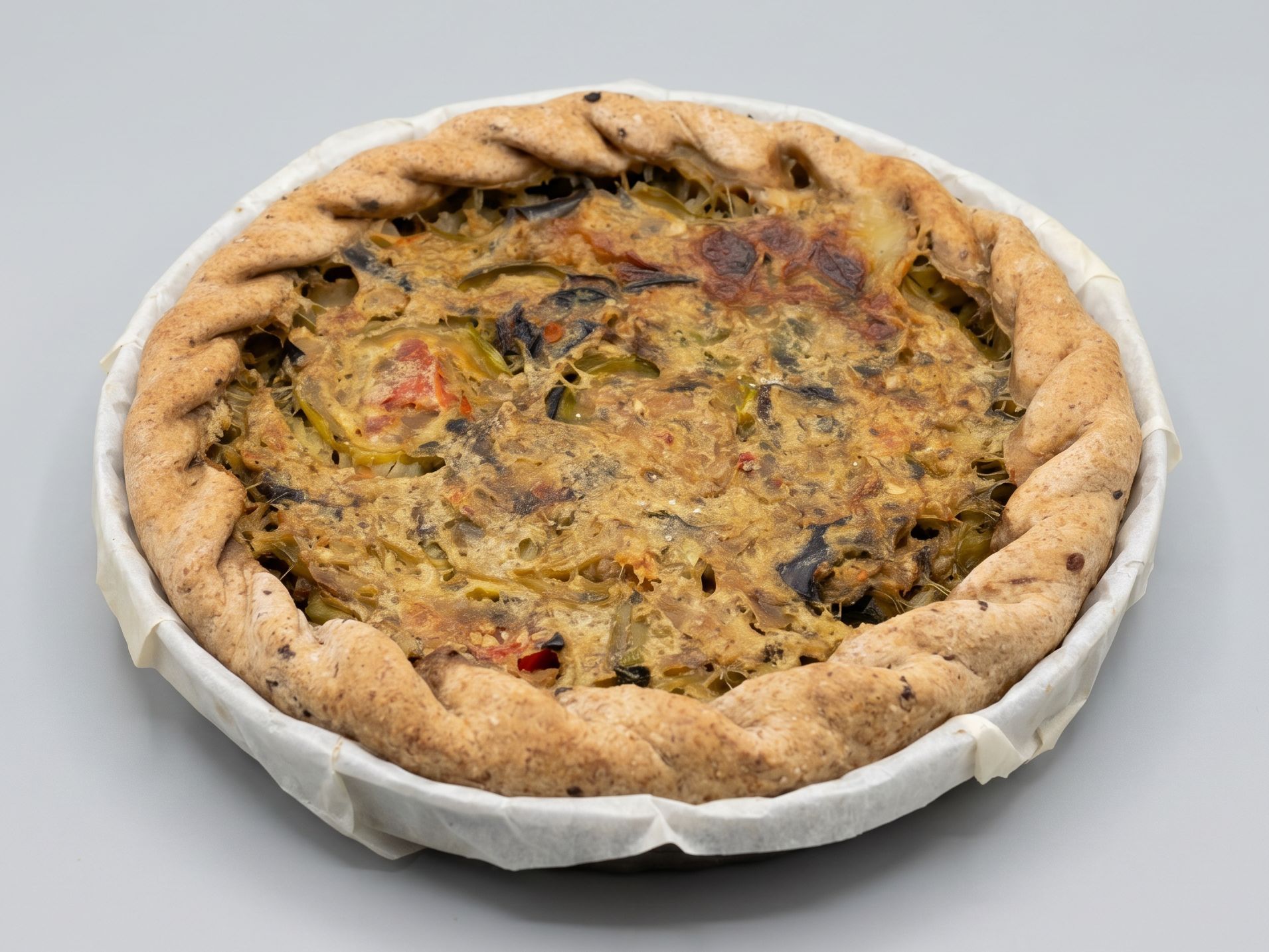 Tarta integral de vegetales y roque