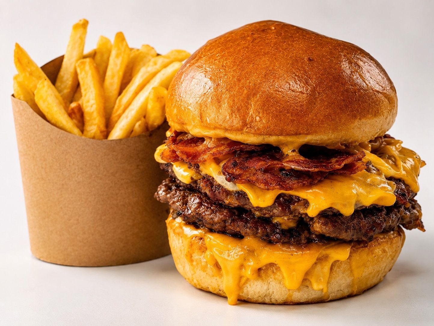 Burger ter steggen doble + papas