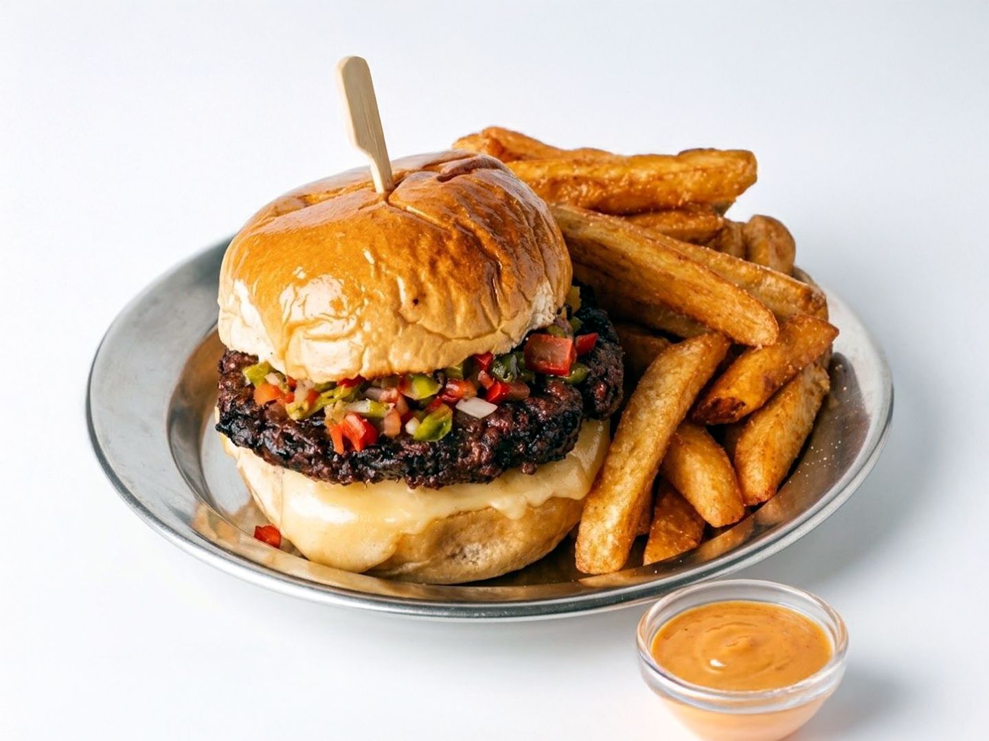 Hamburguesa veggie + papas