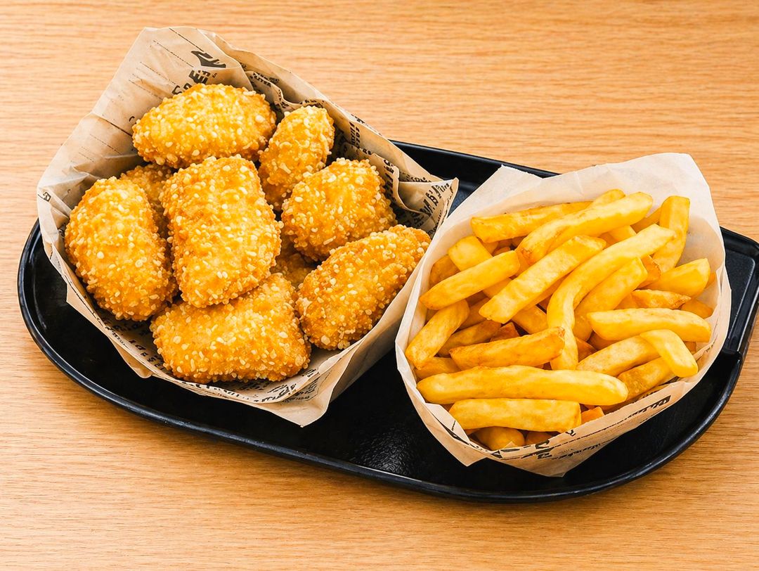 Nuggets con papas fritas