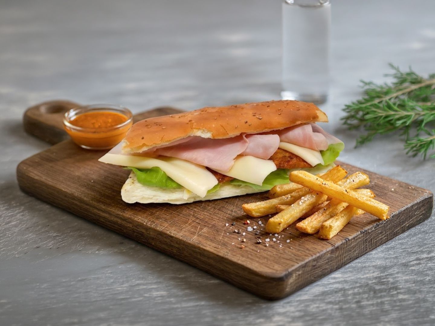 Sándwich de suprema + papas