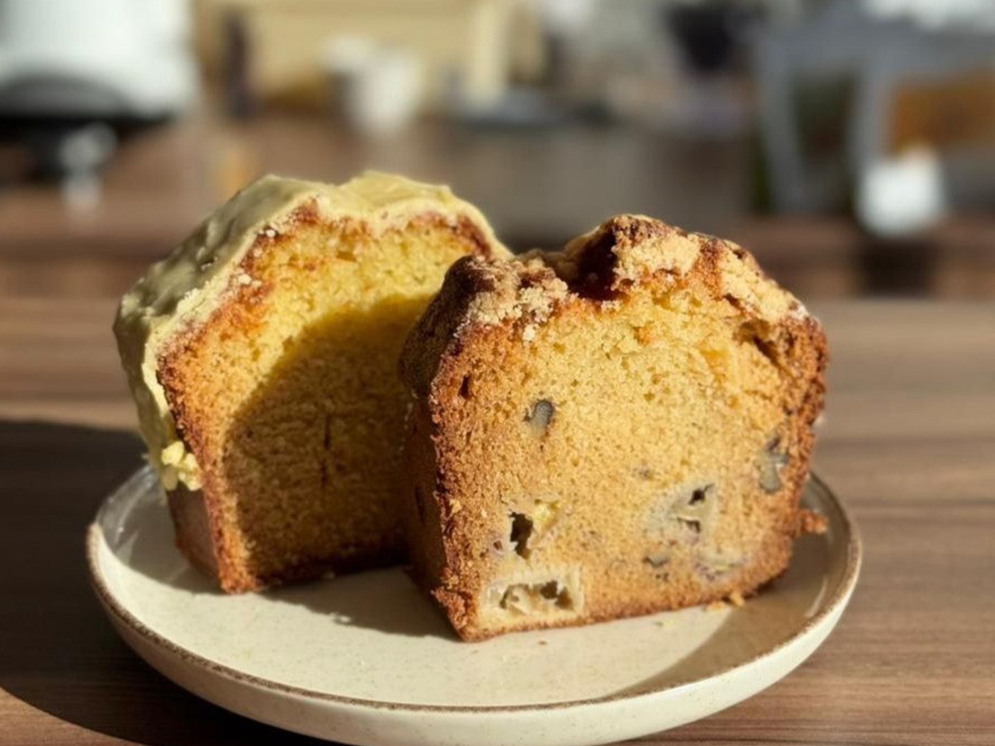 Porción de budín de naranja