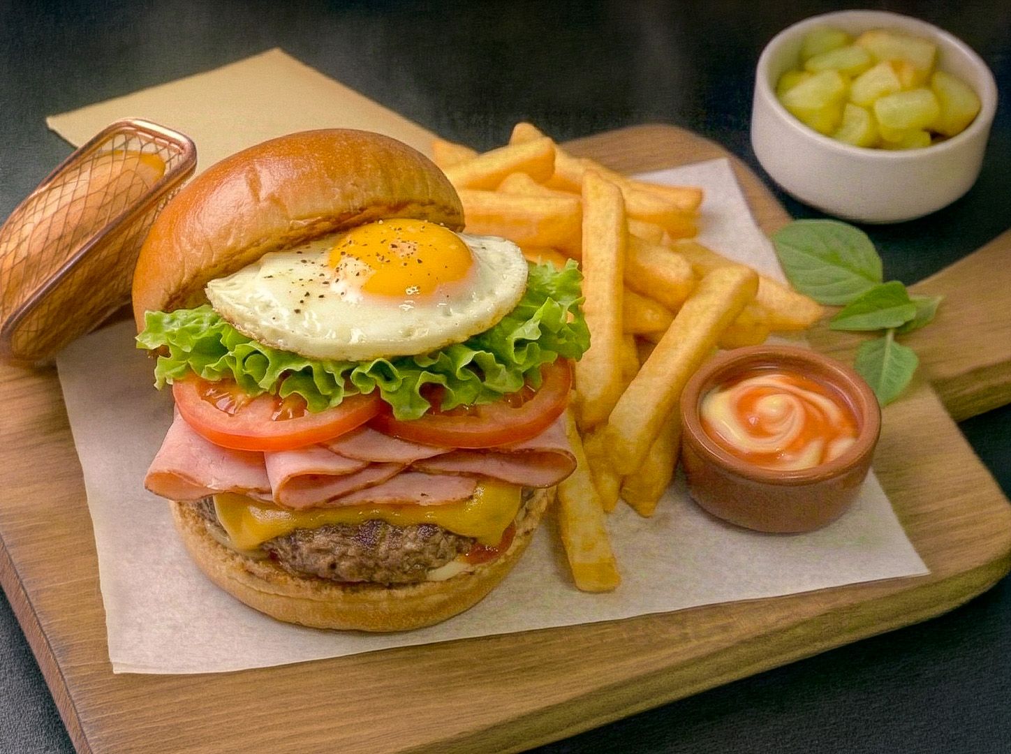 Hamburguesa completa+papas
