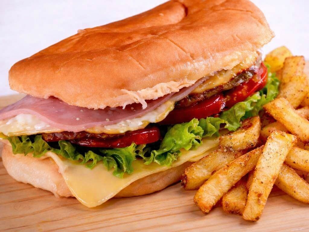 Sándwich milanesa completo + fritas