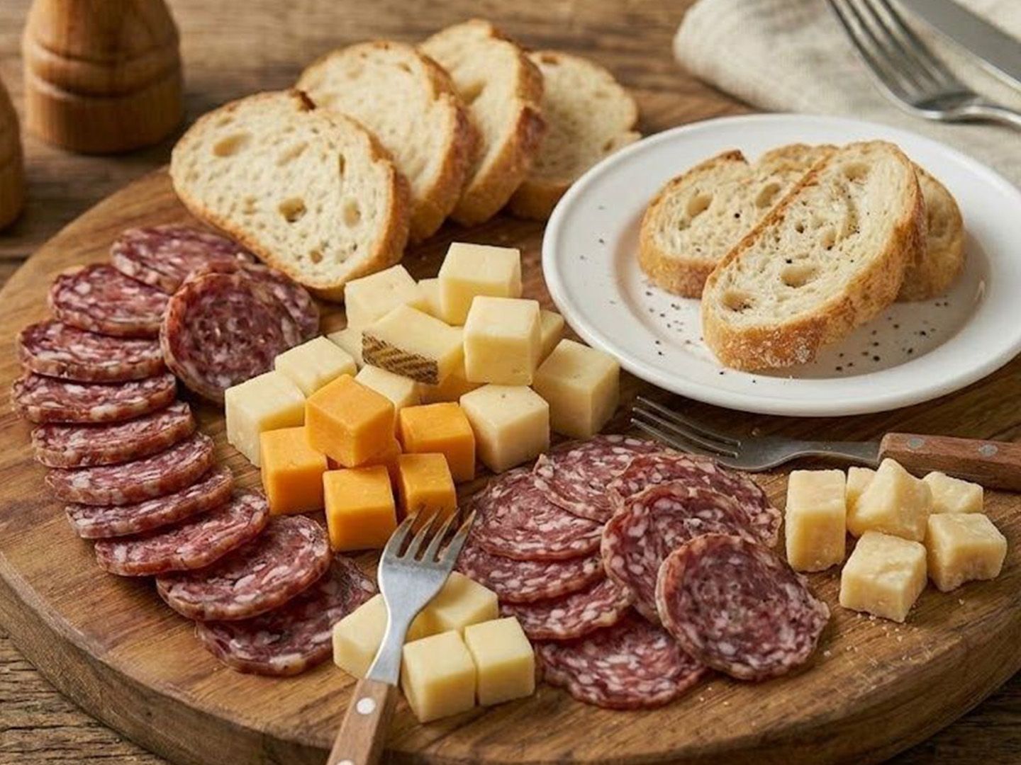 Picada de salame casero y queso