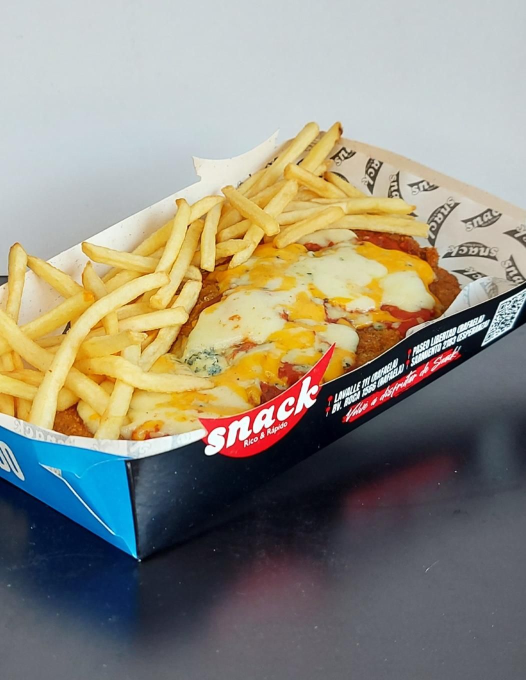 Milanesa cuatro quesos +fritas