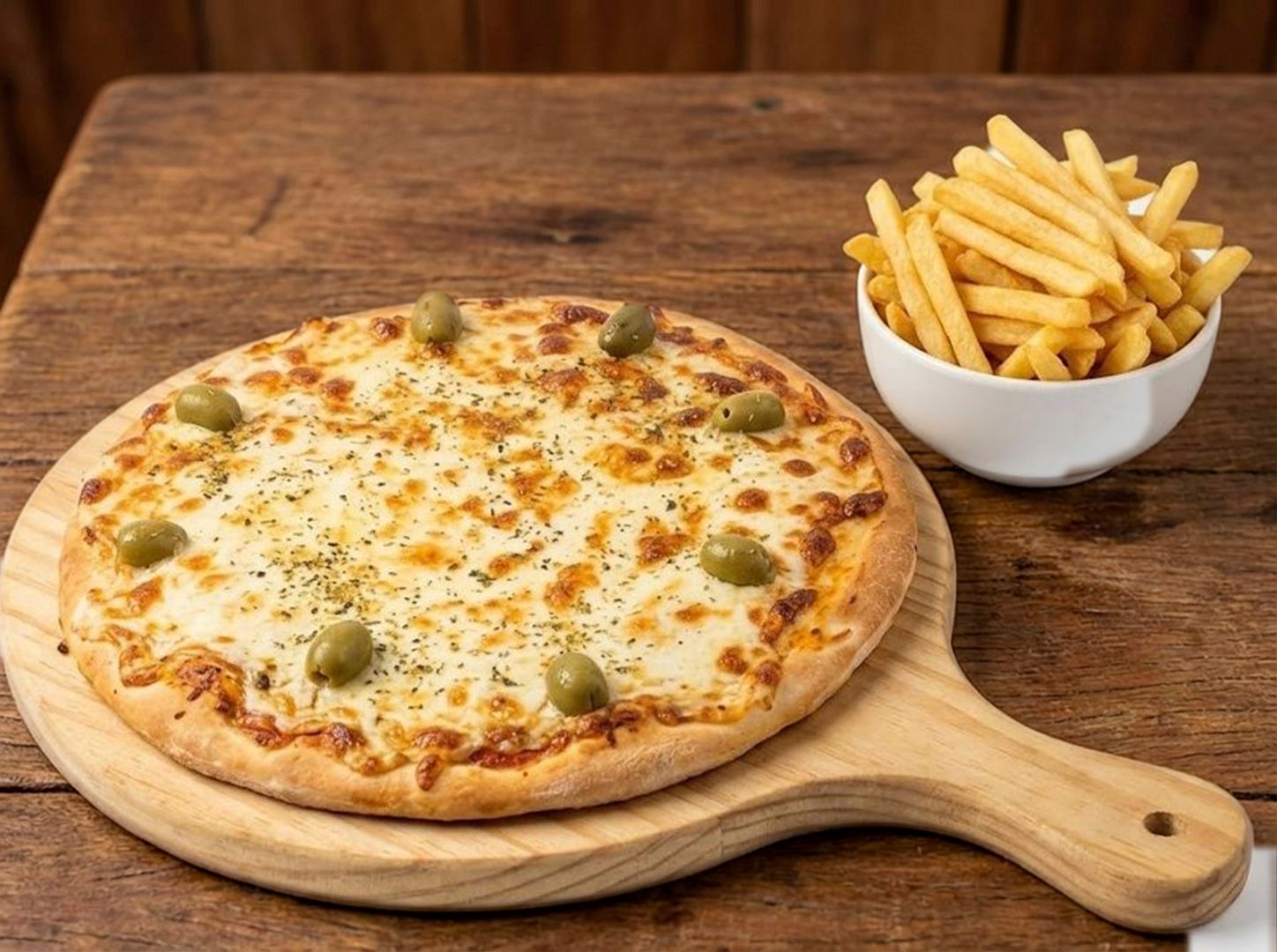 Pizza muzzarella + papas