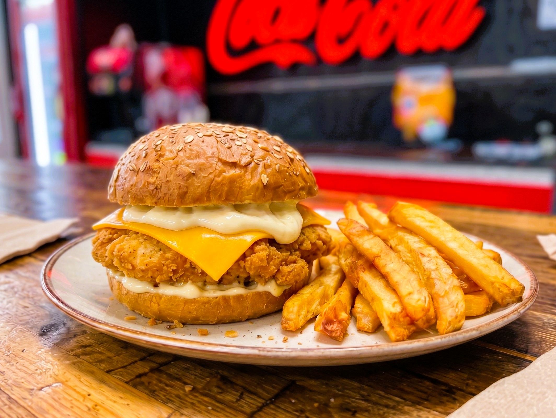 Burger chicken simple + papas
