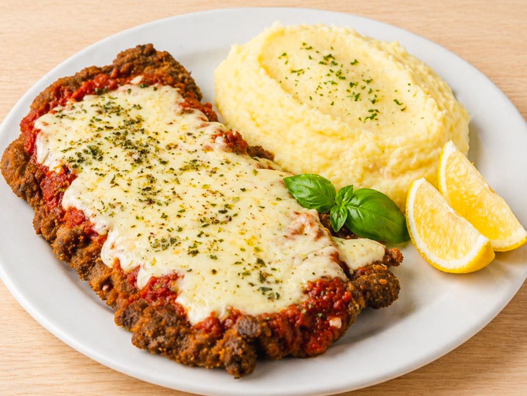 Milanesa de ternera a la pizza