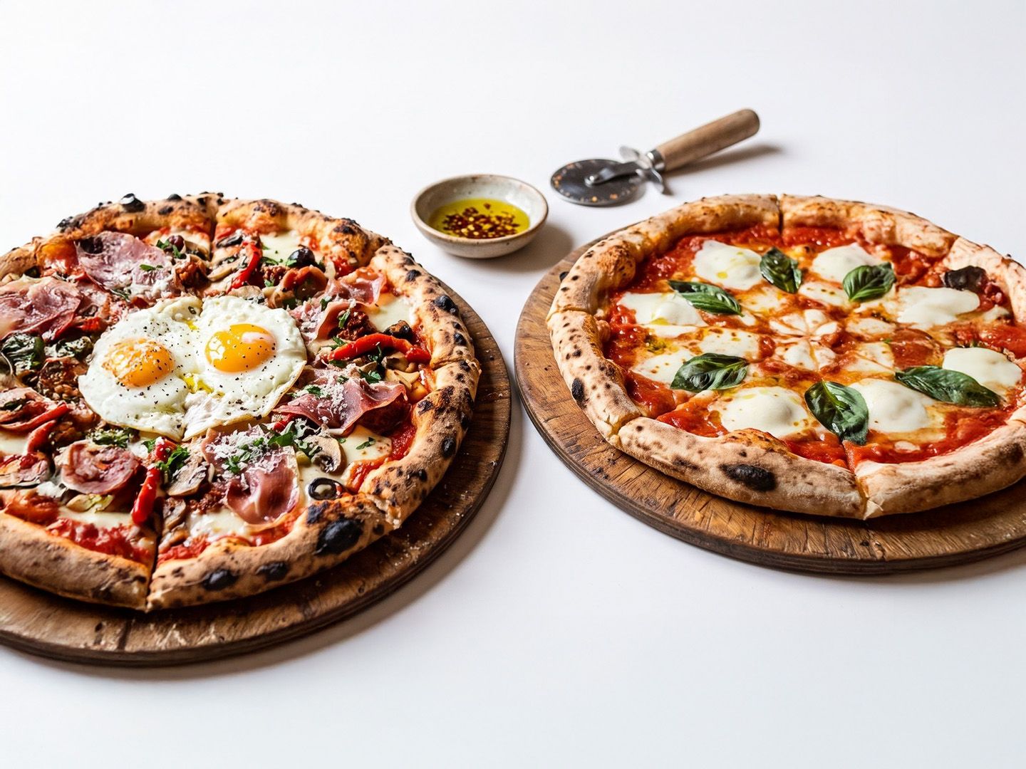 Pizza especial con huevo+pizza napolitana