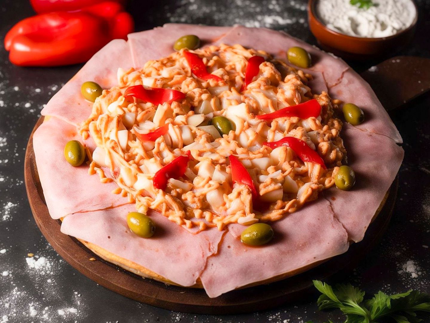 Pizza especial con huevo (8p)