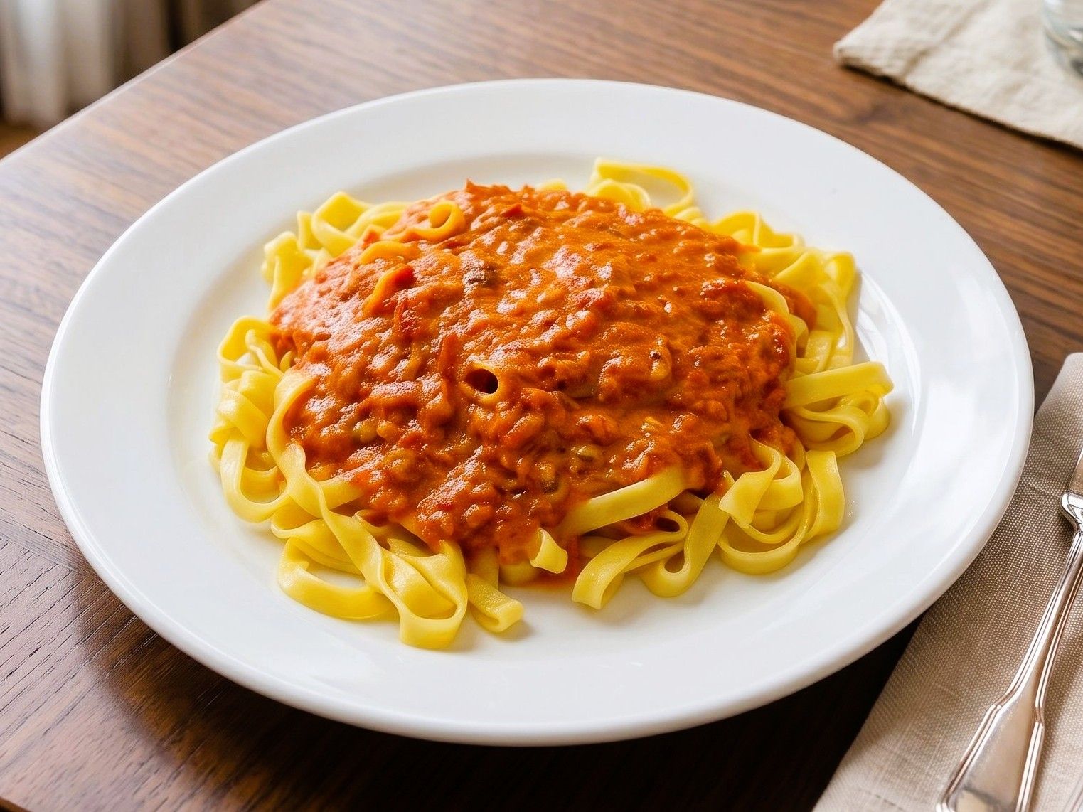 Spaghettis con salsa roja