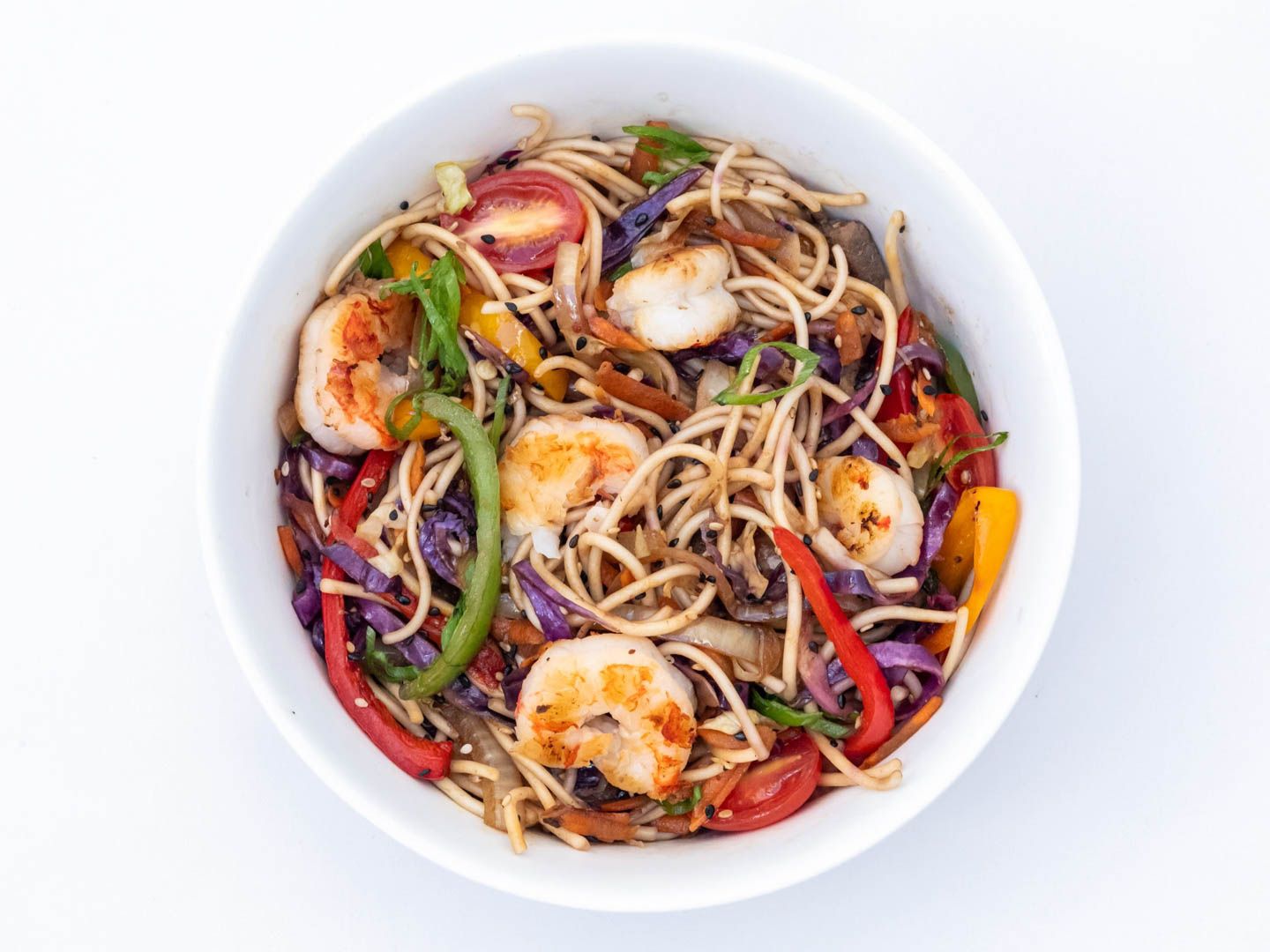 Wok yakisoba de langostinos