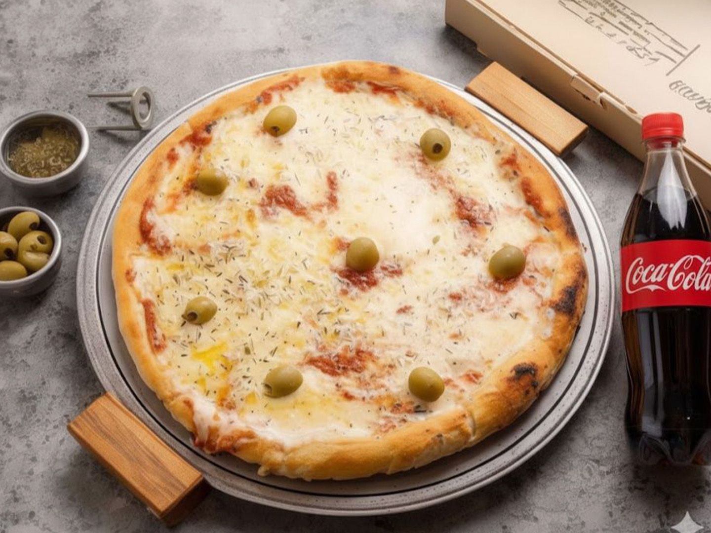 1 muzzarella + 1 coca cola 1l.