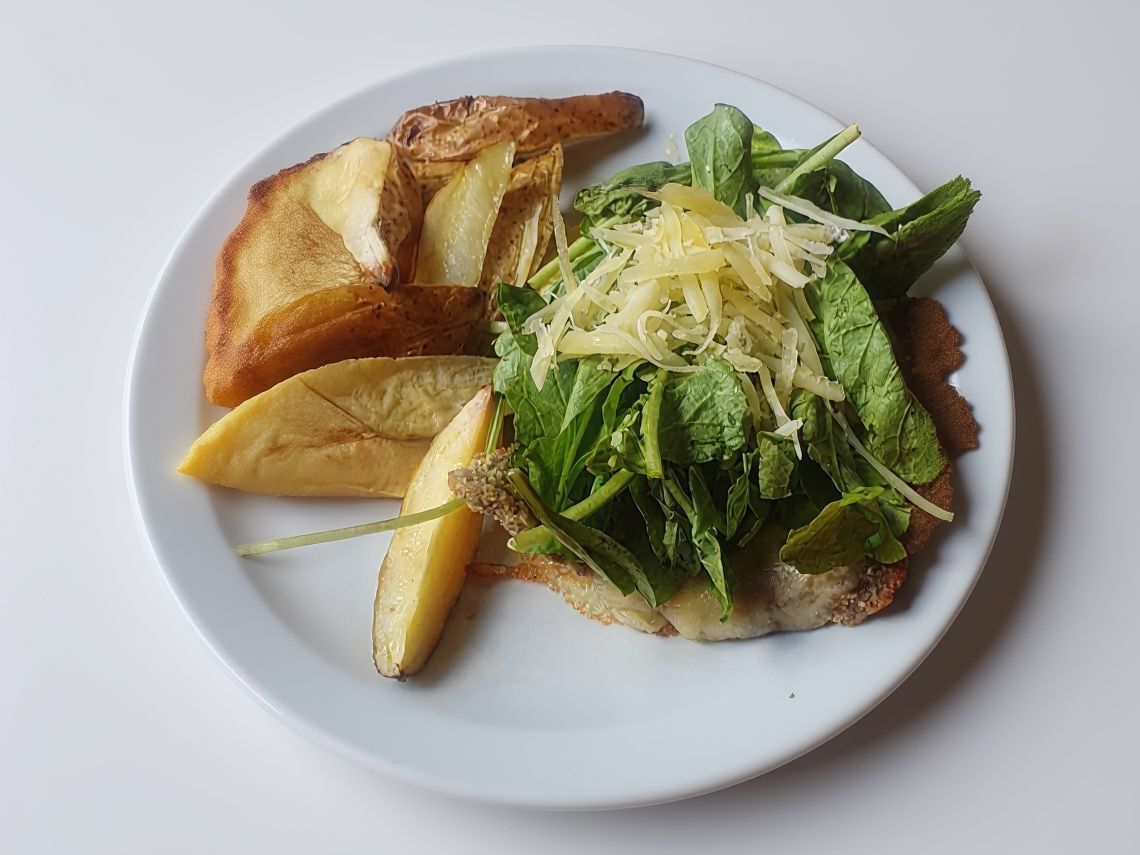 Pizzanesa de pollo gabi + papas