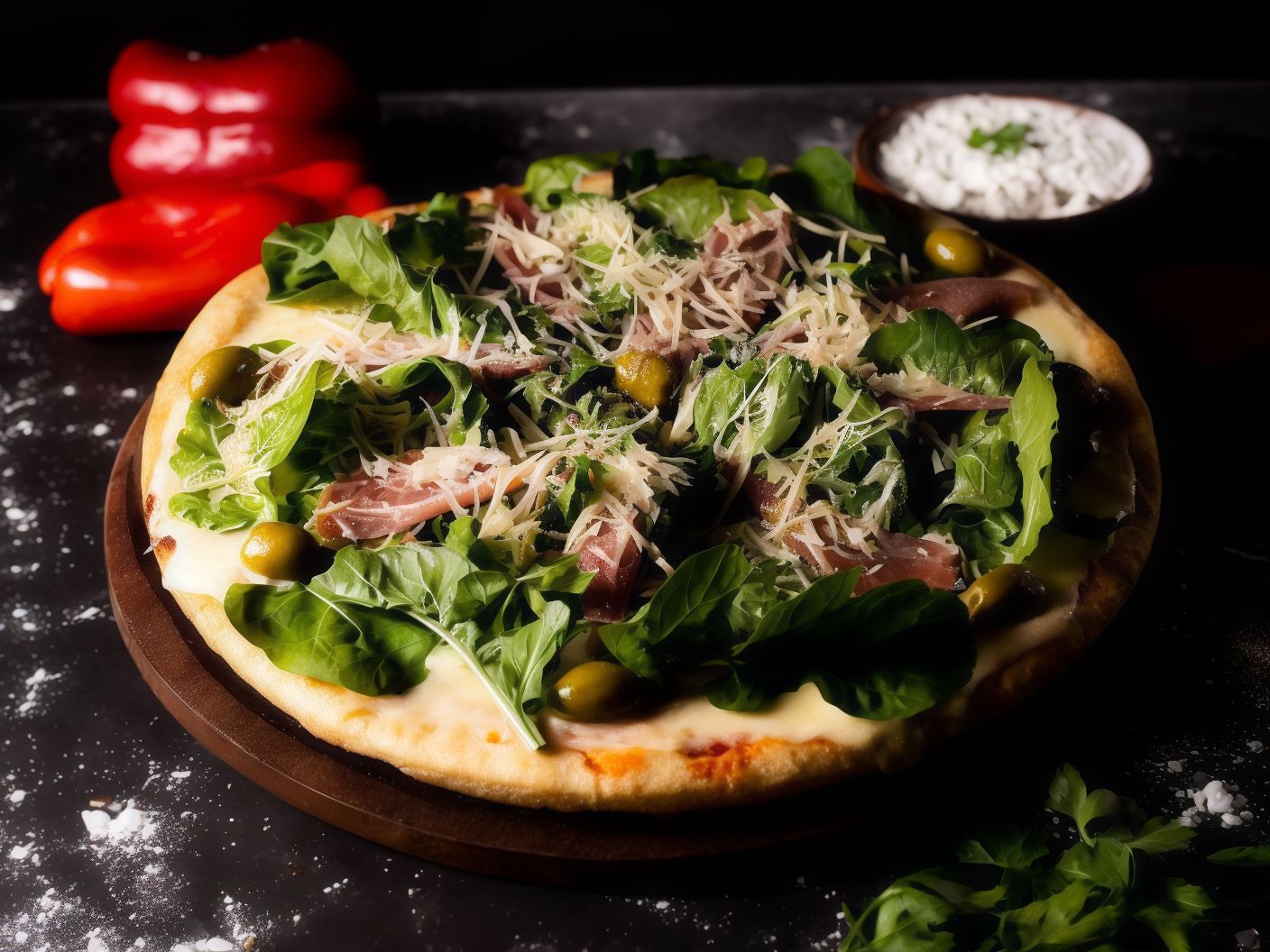 Pizza rúcula jamón crudo (4p)