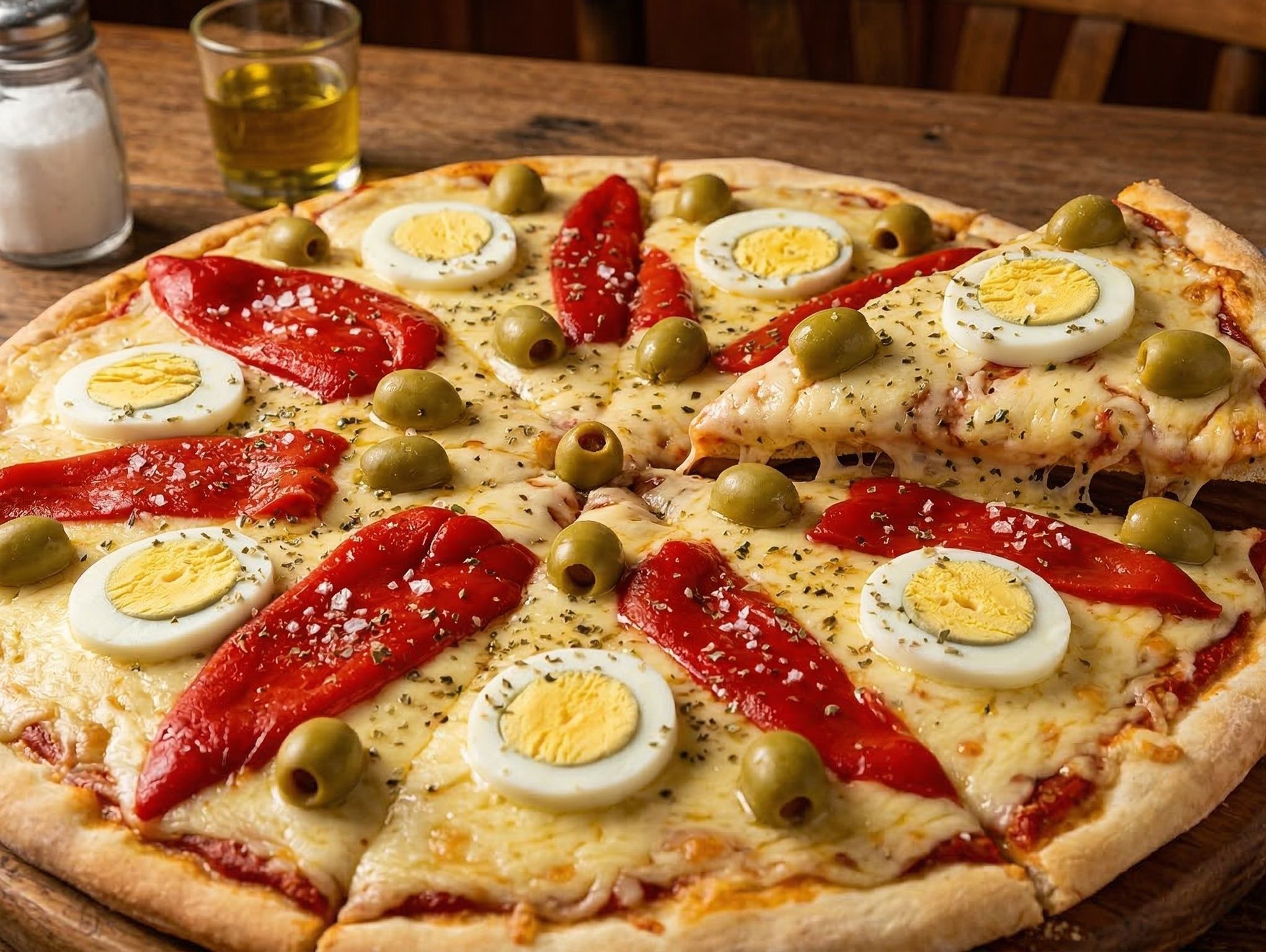 Pizza con huevo (8p)