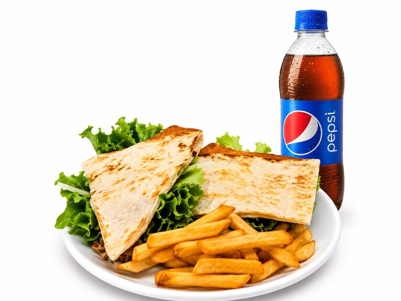 Combo - sándwich de pan árabe.