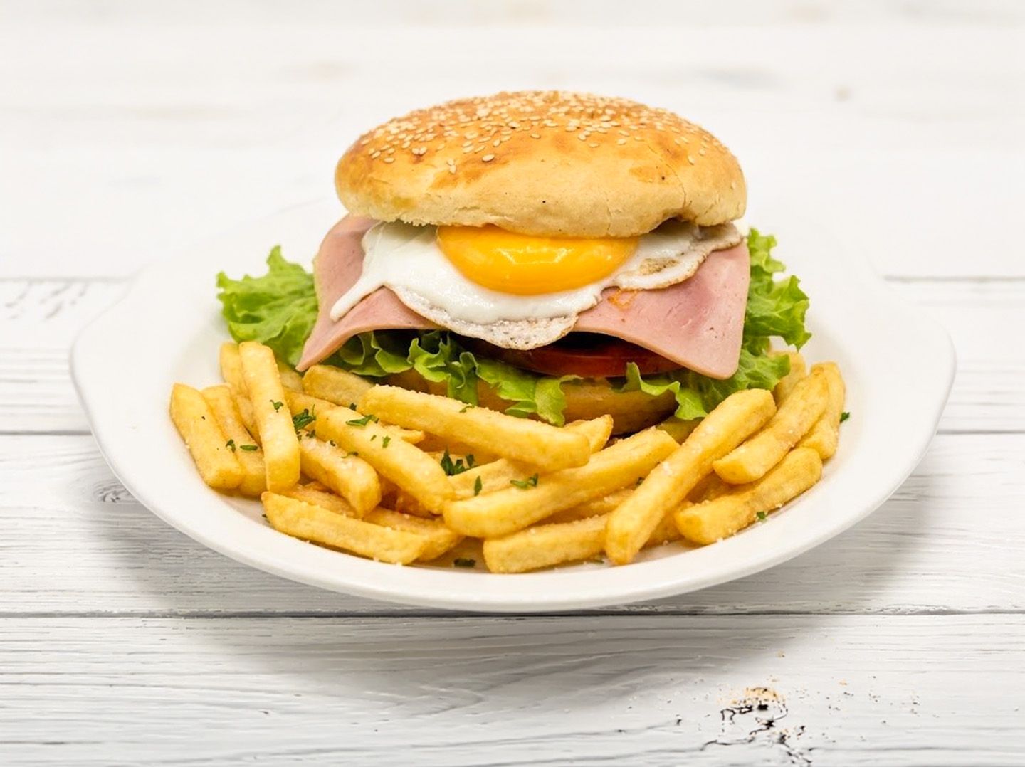 Hamburguesa completa + fritas