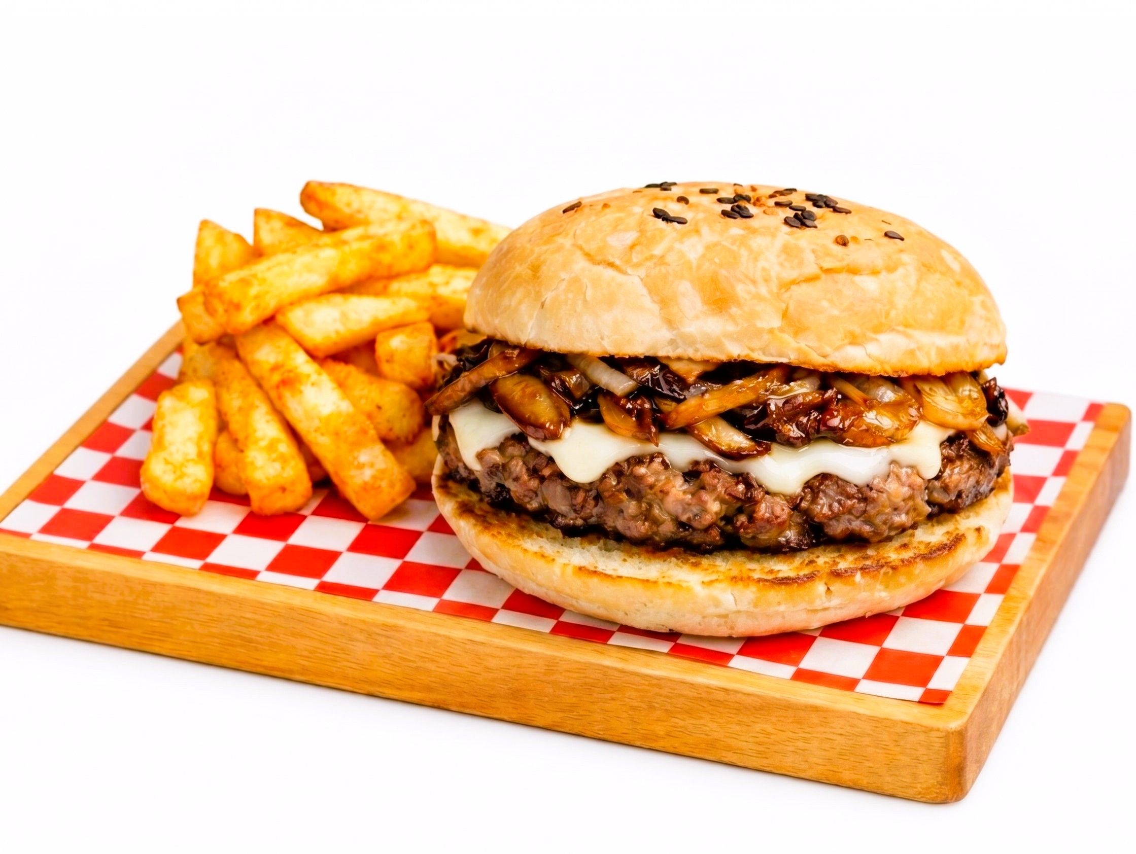 Hamburguesa krabs + fritas
