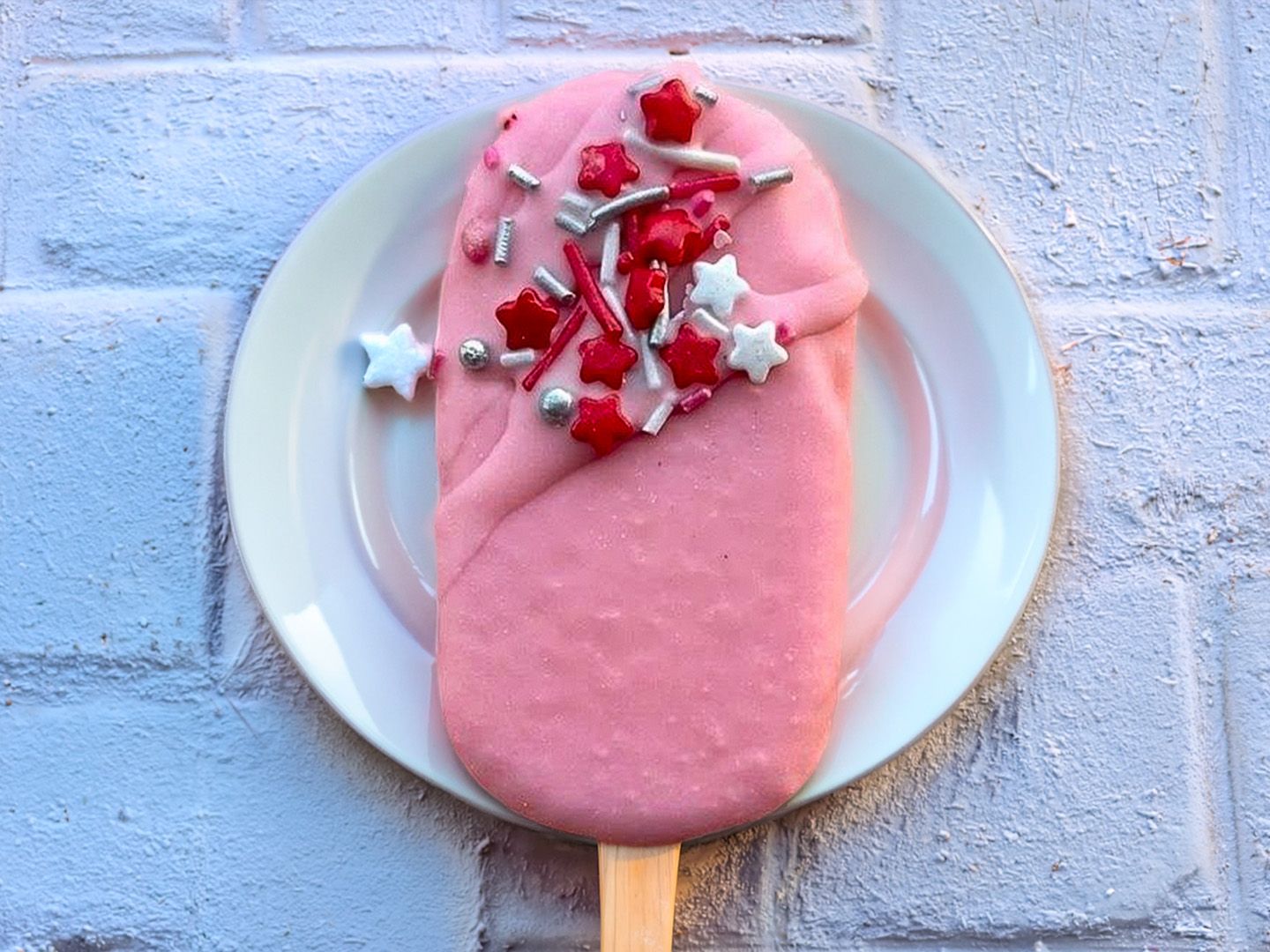 Paleta helado frutilla