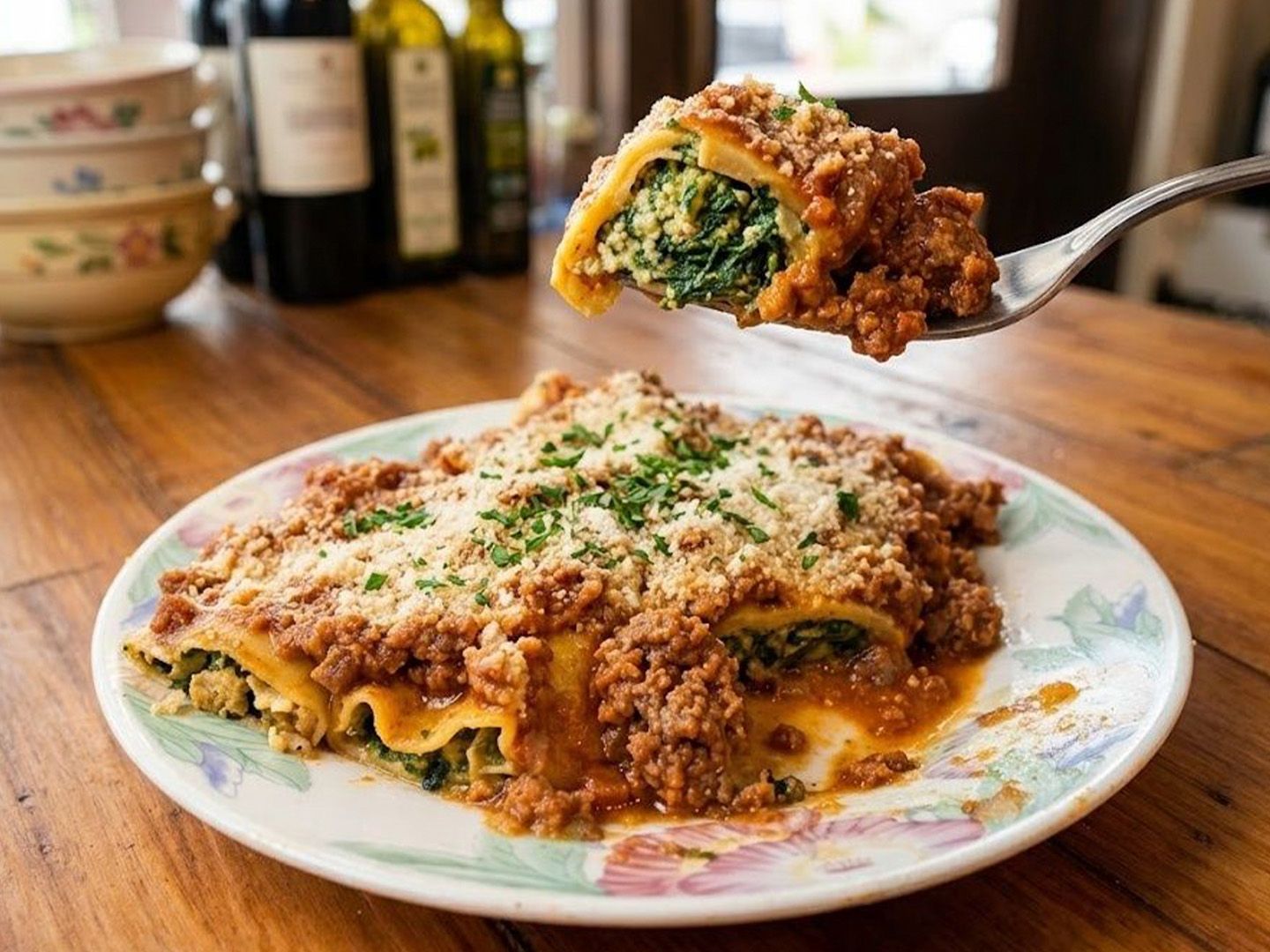 Canelones Con Salsa Bolognesa