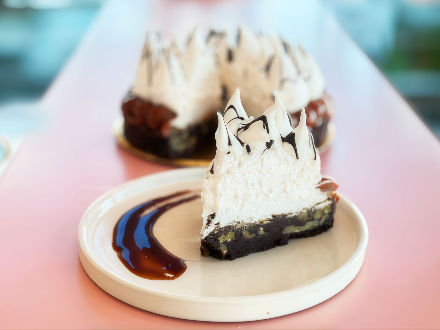 Brownie ddl y merengue porción
